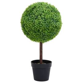 Plantă artificială cimișir cu ghiveci, verde, 71cm, formă minge