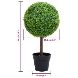 Plantă artificială cimișir cu ghiveci, verde, 71cm, formă minge, 5 image