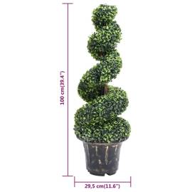 Plantă artificială de cimișir cu ghiveci, verde, 100cm, spirală, 5 image
