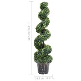 Plantă artificială de cimișir cu ghiveci, verde, 117cm, spirală, 5 image