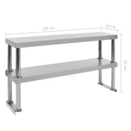 Raft masă de lucru cu 2 niveluri, 120x30x65 cm, oțel inoxidabil, 7 image
