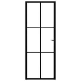 Ușă de interior, negru, 76x201,5 cm, sticlă esg și aluminiu, 3 image