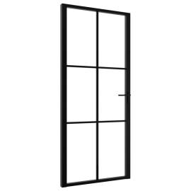 Ușă de interior, negru, 93x201,5 cm, sticlă esg și aluminiu, 2 image