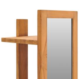 Oglindă de perete cu rafturi, 30x30x120 cm, lemn masiv de tec, 4 image
