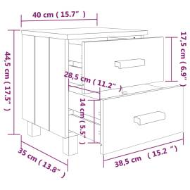 Noptiere, 2 buc., gri închis, 40x35x44,5 cm, lemn masiv de pin, 8 image