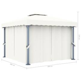 Pavilion cu perdea, alb crem, 3 x 3 m, aluminiu, 6 image