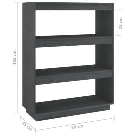 Bibliotecă/separator cameră, gri, 80x35x103 cm, lemn masiv pin, 8 image