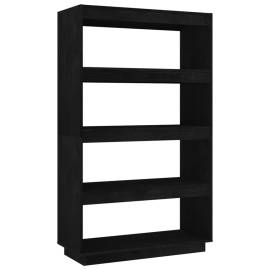 Bibliotecă/separator cameră, negru 80x35x135 cm, lemn masiv pin, 2 image