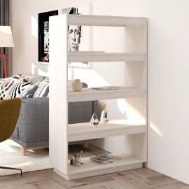 Bibliotecă/separator cameră alb 80x35x135 cm, lemn masiv de pin