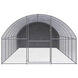 Coteț de găini pentru exterior, 3x8x2 m, oțel zincat, 2 image