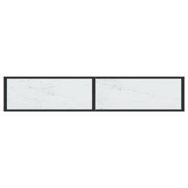 Masă consolă, alb marmură, 180x35x75,5 cm, sticlă securizată, 5 image