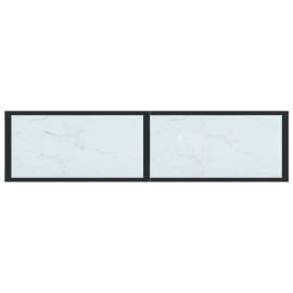 Masă consolă, marmură albă, 140x35x75,5 cm, sticlă securizată, 5 image