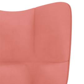Scaun balansoar cu taburet, roz, catifea, 9 image