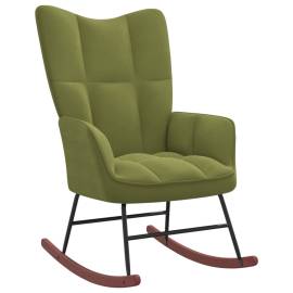 Scaun balansoar cu taburet, verde deschis, catifea, 6 image