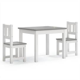Set masă&scaun pentru copii, 3 piese, alb și gri, mdf, 2 image