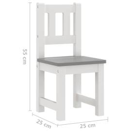 Set masă&scaun pentru copii, 3 piese, alb și gri, mdf, 8 image