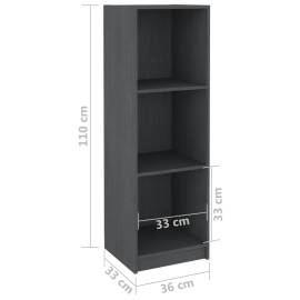 Bibliotecă/separator cameră, gri, 36x33x110 cm, lemn masiv pin, 8 image