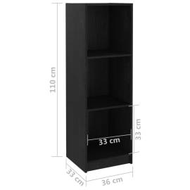 Bibliotecă/separator cameră negru, 36x33x110 cm, lemn masiv pin, 8 image
