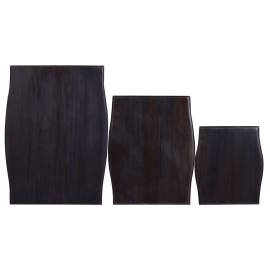 Mese laterale stivuibile, 3 buc., negru, lemn masiv de mahon, 5 image