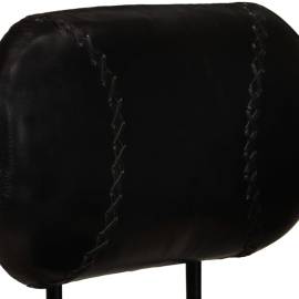 Scaune de bar, 2 buc., negru, piele naturală de capră, 6 image