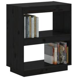 Bibliotecă, negru, 60x35x71 cm, lemn masiv de pin, 4 image