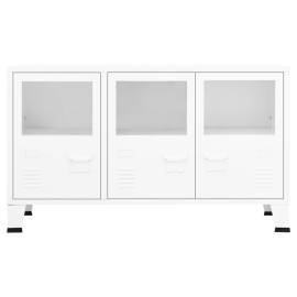 Servantă, alb, 105x35x62 cm, metal și sticlă, 3 image