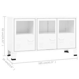 Servantă, alb, 105x35x62 cm, metal și sticlă, 9 image
