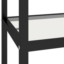 Masă consolă negru marmură&transparent 100x36x168 cm sticlă, 6 image