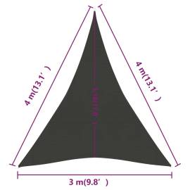 Pânză parasolar, antracit, 3x4x4 m, hdpe, 160 g/m², 6 image