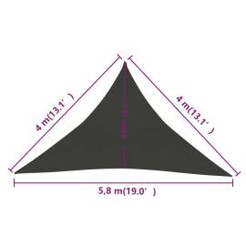 Pânză parasolar, antracit, 4x4x5,8 m, hdpe, 160 g/m², 6 image