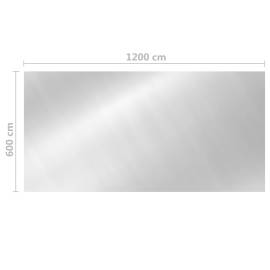 Prelată de piscină, argintiu, 1200x600 cm, pe, dreptunghiular, 5 image