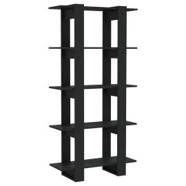 Bibliotecă/separator cameră, negru, 80x30x160 cm, pal, 2 image