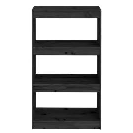 Bibliotecă/separator cameră negru 60x30x103,5 cm lemn masiv pin, 5 image