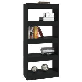Bibliotecă/separator, negru, 60x30x135 cm, lemn prelucrat, 4 image