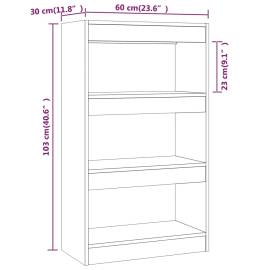 Bibliotecă/separator cameră, alb, 60x30x103 cm, pal, 7 image