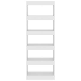 Bibliotecă/separator cameră, alb, 60x30x166 cm, pal, 5 image