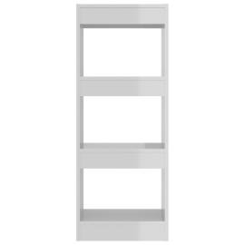 Bibliotecă/separator cameră, alb extralucios, 40x30x103 cm, pal, 5 image