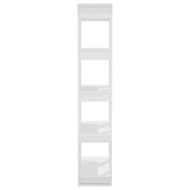 Bibliotecă/separator cameră, alb extralucios, 80x30x160 cm, 6 image