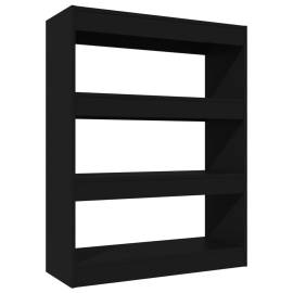 Bibliotecă/separator cameră, negru, 80x30x103 cm, lemn compozit, 2 image