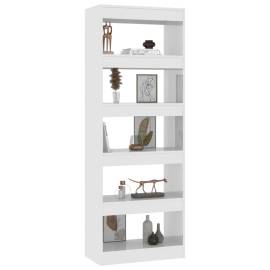 Bibliotecă/separator cameră alb extralucios, 60x30x166 cm pal, 4 image