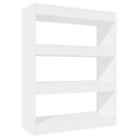 Bibliotecă/separator cameră alb extralucios 80x30x103 cm lemn, 2 image