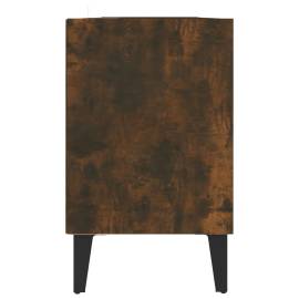 Comodă tv, picioare din metal, stejar fumuriu, 103,5x30x50 cm, 5 image