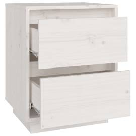 Noptieră, alb, 40x35x50 cm, lemn masiv de pin, 6 image
