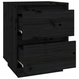 Noptieră, negru, 40x35x50 cm, lemn masiv de pin, 6 image