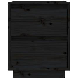 Noptieră, negru, 40x35x50 cm, lemn masiv de pin, 5 image