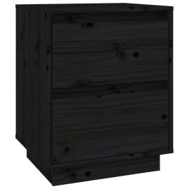 Noptiere, 2 buc., negru, 40x35x50 cm, lemn masiv de pin, 6 image