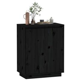 Servantă, negru, 60x34x75 cm, lemn masiv de pin, 4 image