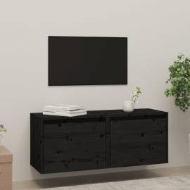 Dulapuri de perete, 2 buc., negru, 45x30x35 cm, lemn masiv pin, 3 image