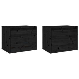 Dulapuri de perete, 2 buc., negru, 45x30x35 cm, lemn masiv pin, 2 image