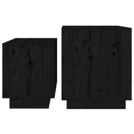 Măsuțe de cafea suprapuse, 2 buc., negru, lemn masiv de pin, 6 image
